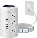 Tower Power Strip with 1 Dedicated PD 20W Fast-Charging Port, 12 Outlets, 5 USB Ports (3 USB-C), Desk Charging Station for Multiple Devices, 6FT Extension Cord, Home Office Essentials by Unknown