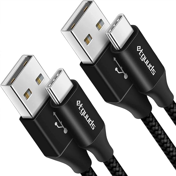 etguuds 6.6ft USB A to USB C Cable, 2Pack Fast Charging Cord Type C Charger | for iPhone 17 16 15 Pro Max Plus 16e 17 Air, Samsung Galaxy S26 S25 S24 S23 S22 S21 S20 A17 A16 A56 A55 Flip Fold, Black by etguuds