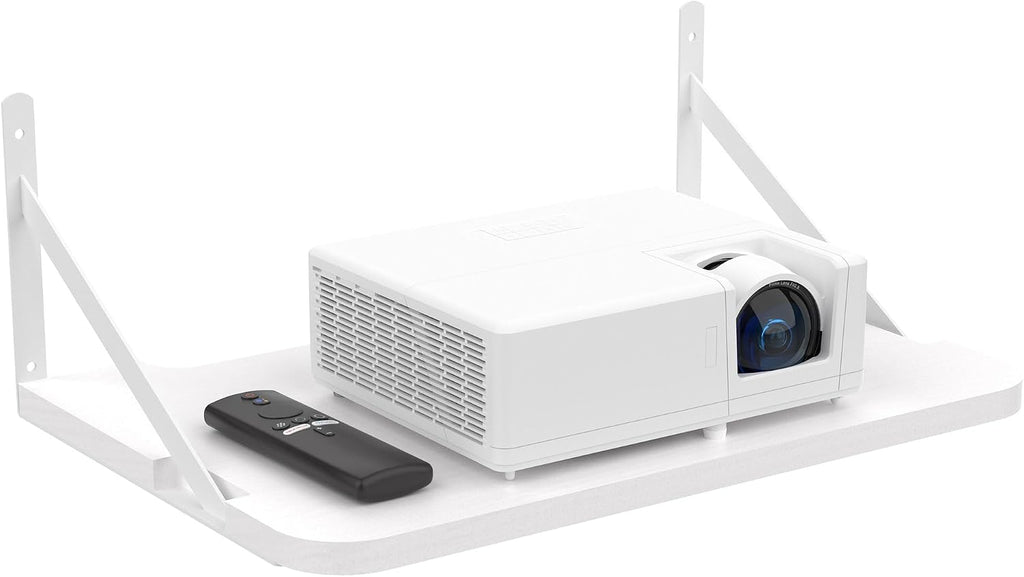 Projector Shelf for Wall Mount, 16.5" × 11", Holds Up to 25lbs, White by Riaxia