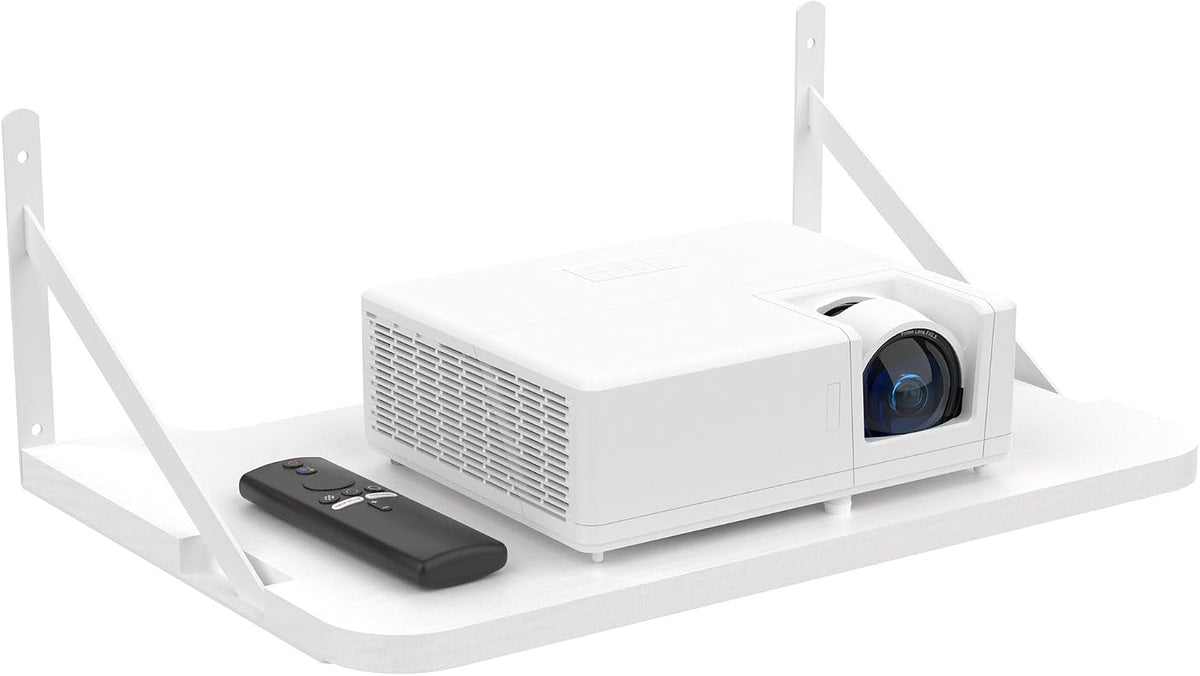 Projector Shelf for Wall Mount, 16.5" × 11", Holds Up to 25lbs, White by Riaxia