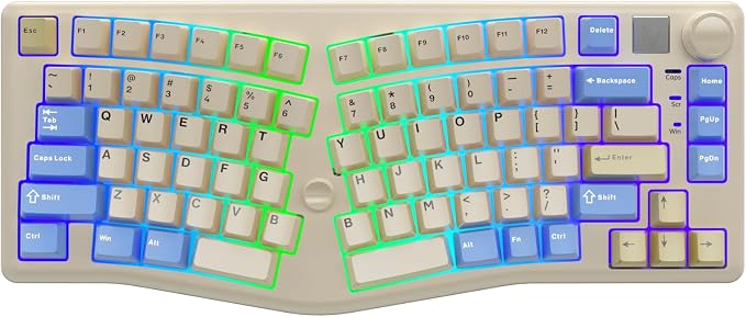 LEOBOG A75 Alice Ergonomic Wireless Mechanical Keyboard with Joystick Knob | 75% Ergonomic Split Layout, Tri-Mode, Multifunction Knob, RGB Backlight, Top Mount Structure, Hot Swappable Linear Switches by CORBOBO