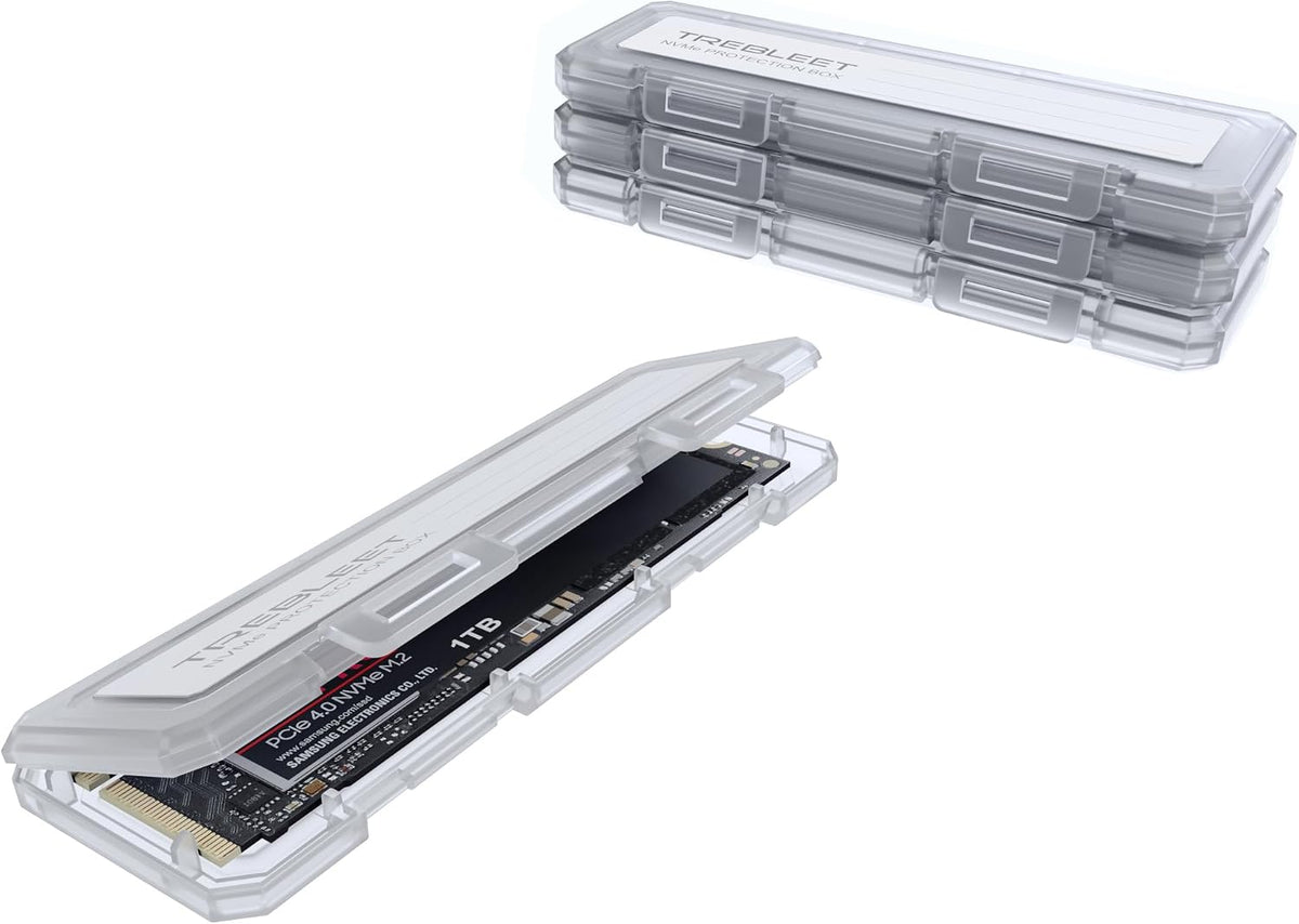 4-Pack NVMe Case Protective Box for M.2 2280 SSD Portable with Anti-Static,Shockproof and Dust Proof by TREBLEET