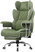 GTPLAYER Gaming Chair,Office Chair with Pocket Spring Lumbar Support, Ergonomic Comfortable Wide Office Desk Computer Chair with Outward Fixed Soft Armrests and Footrest (Fabric, Green) by GTPLAYER