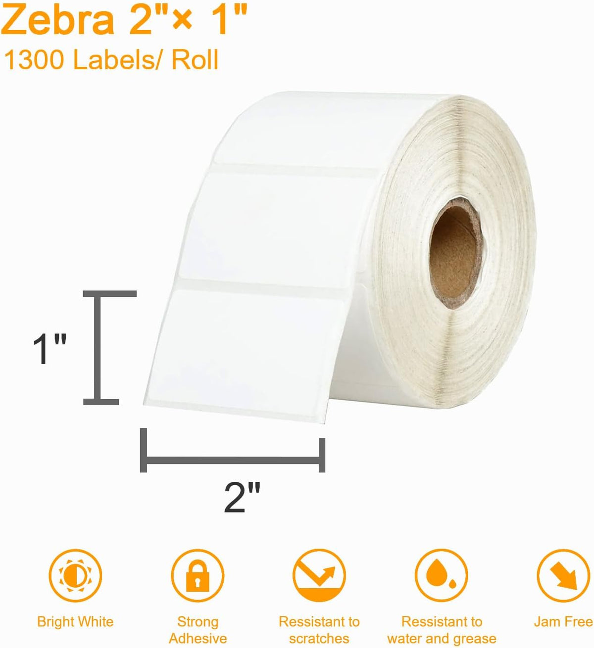 【15600 Labels/12 Rolls】 3-Proof 1" Core Labelebal 2" x 1" Direct Thermal Label (51mm x 25mm) Multipurpose Shipping Address Barcodes Labels Compatible for Zebra & Rollo Desktop Label Printer - Image 3