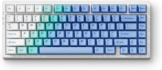 MCHOSE G75 PRO 75% Wireless Mechanical Keyboard, TKL Keyboards Tri-Mode BT5.0/2.4GHz/USB-C, Hot Swap Custom Creamy Keyboards Linear Switch, Double Shot PBT Keycaps RGB LED Backlit, White&Blue by MCHOSE