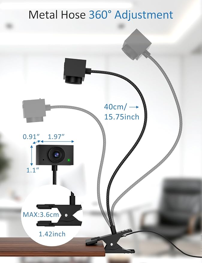 Webcam for PC, Streaming Camera, Web Camera for Desktop/Laptop Computer Webcam with Microphone, Plug and Play USB Web Cam with Bracket, Manual Focus, for Live Streaming, Video Calls - Image 6