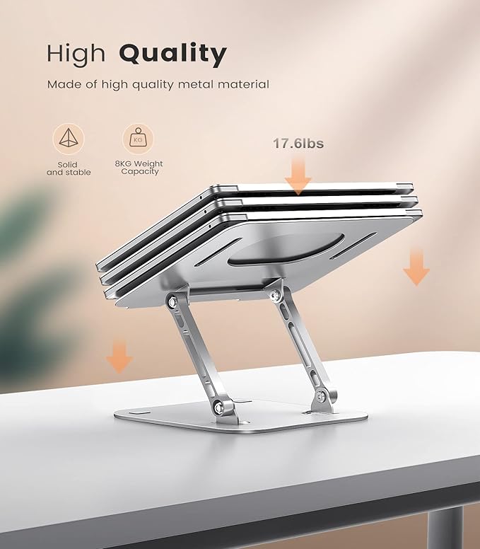 JOIOT Adjustable Aluminum Laptop Stand, Ergonomic Riser for 11-16" Laptops | Free Height Adjustable，Hollow Vent for Fast Cooling, Anti-Slip Silicone Pad, Foldable Portable for Home Office Travel - Image 5
