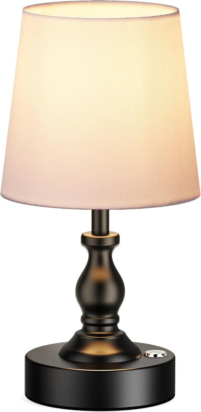 Mini Cordless LED Table Lamp, 5200mAh Rechargeable Battery Operated Lamp, 3-Level Brightness, Touch Dimmable Desk Lamp, Bedside Night Light for Patio Camping Restaurant Home, Matte Black by PARTPHONER