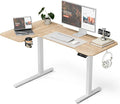 L Shaped Electric Standing Desk - 43x31.5 Inch Reversible Corner Sit Stand Desk with Hook&Cup Holder,Electric Height Adjustable Table,for Small Home Office&Bedroom Computer Desk, Oak by Acrolix