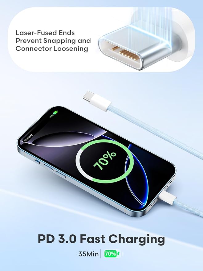 Senetem USB C to C Cable 3FT 3-Pack, 60W Fast Type C Charging Cord | Fast Charging for iPhone 15 16 17 Pro Max Plus, Samsung Galaxy S24/S23 S22, MacBook/iPad/Pixel/Apple/Android USB-C - Image 7