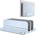 OMOTON Dual Vertical Desk Laptop Stand Holder, Fits MacBook Air, Sky Blue | Aluminum Laptop Storage Rack for Desk, Adjustable Dock for Up to 17.3 in. Gaming Laptop, Space-Saving Desk Organizer by OMOTON