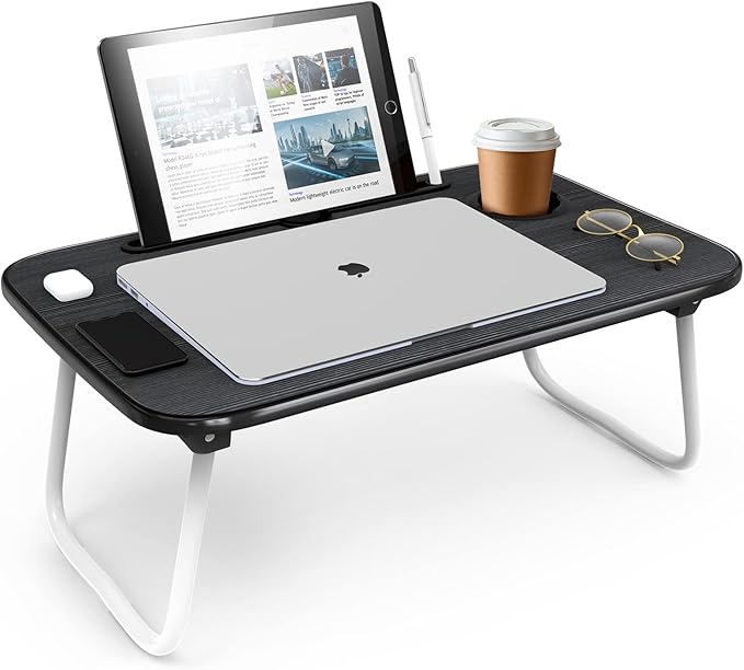 Laptop Bed Tray Table, Laptop Stand, Portable Lap Desks with Foldable Legs, Reading Desk for Sofa Couch Floor - Small by Nestl