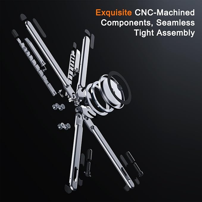 4-in-1 Foldable Laptop Stand, Portable Magnetic Phone Holder | N55 Magnets MagSafe Compatible, Pocket-Sized Tripod Handle for MacBook, iPad, Travel & Vlog, Adjustable Ergonomic View Mount - Image 5