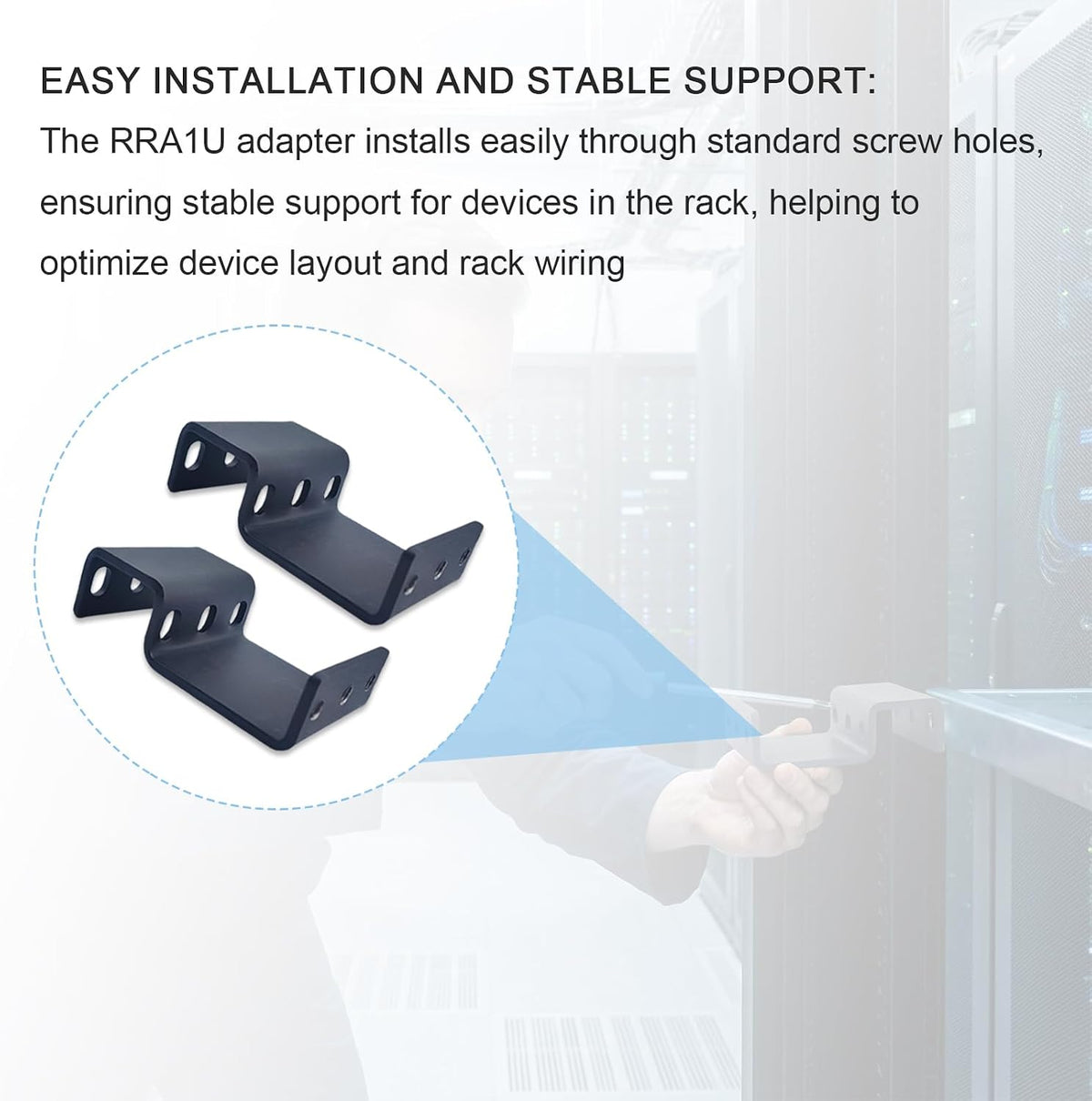 1RU Recessed Rack Adapter RRA1U for 19in Server Rack Equipment - Image 7