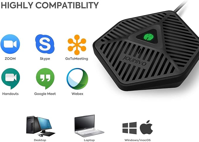 Conference USB Microphone, 360° Omnidirectional Computer Mic with Mute Button for Video Conference, Recording, Skype, Online Class, Plug & Play Compatible with Windows/macOS/PC/Laptop(JV808) - Image 6