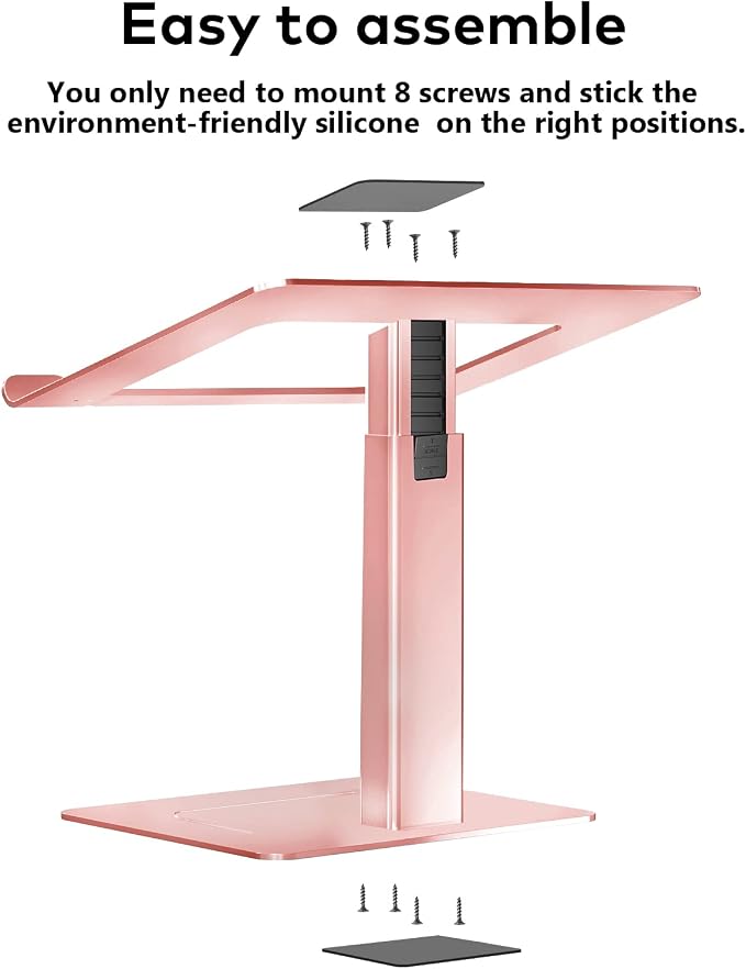Laptop Stand for Desk, Ergonomic Aluminum Laptop Stand Adjustable Height from 7-15", Sitting and Standing Laptop Riser for 10-17" Notebook - Image 7