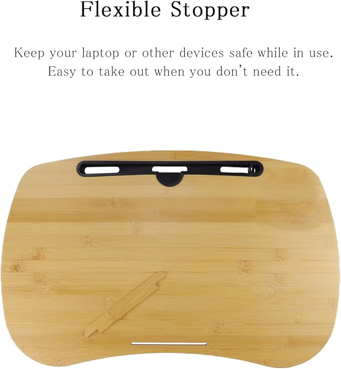 SUMISKY Lap Desk-Portable Laptop Table with Cushion Bamboo Platform Phone Holder L(21.6"x13.8") - Image 5