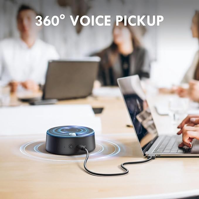 USB Computer Speakers with Microphone, PC Laptop Speaker, 2 Sound Modes | Hand Free Enhanced Voice Pick up, Compatible for Personal Call and Home Office Meeting - Image 3
