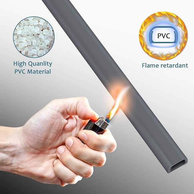 Cable Hider Raceway Kit, Wire Hiders for TV on Wall, Grey | Paintable Cord Cover Channel, Cord Hider for Wall Mounted TV in Home Office, W0.95in X H0.47in - Image 4