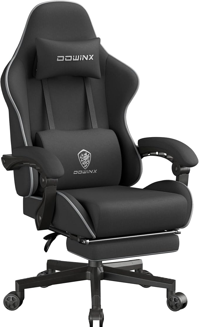 Dowinx Gaming Chair Fabric Big and Tall with Pocket Spring Cushion, Massage Game Chair Cloth with Headrest, Ergonomic Computer Chair with Footrest 350LBS by Dowinx