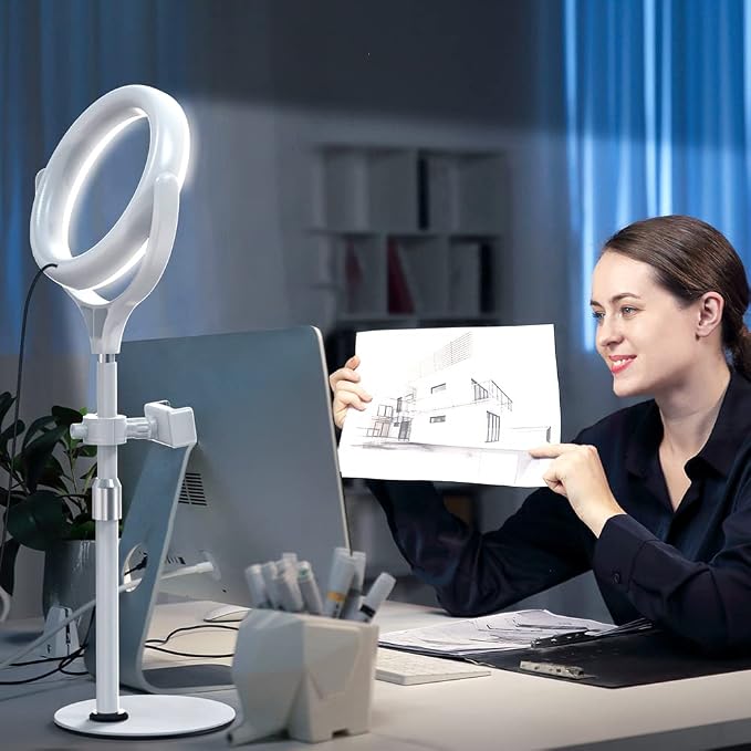 Zoom Lighting for Computer, 8 inch Ring Light with Stand for Desk | Adjustable Circle Light for Video Conference, Zoom Meeting, Video Recording, Zoom Call, Streaming, Podcast，Webcam - Image 8