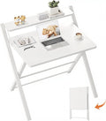 GreenForest Folding Desk No Assembly, Sturdy Computer Desk for Small Spaces | Portable Foldable Table for Laptop, 2-Tier Compact with Shelf, Space Saving for Home Office, Dorm, Apartment, 27"x 22" White by GreenForest