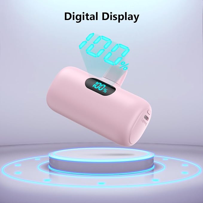 Mini Portable Charger for iPhone 14/13 Series,Upgraded 5000mAh PD Fast Charging Battery Pack,LCD Display Cute Power Bank Portable Phone Charger for iPhone 14/14 Pro Max/13/12 Pro/11/XS/XR/X/8/7/6 - Image 4