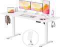 YESHOMY Height Adjustable Electric Standing Desk, 63 x 24 Inches Memory Home Office Sit Stand up Desk with Phone Holder and USB Charging Port, White by SearchallYESHOMY