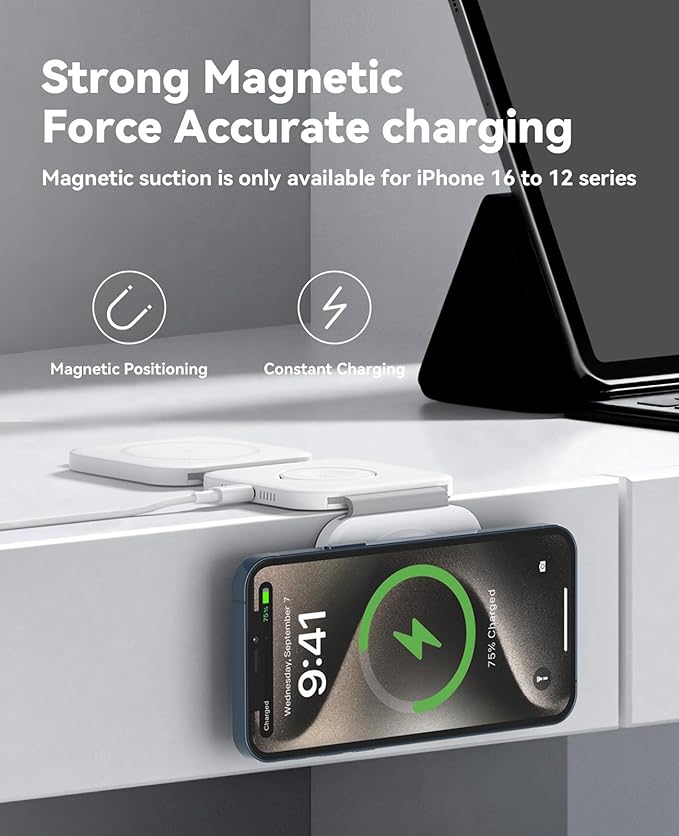 2 Pack 3 in 1 Charging Station for Apple,Foldable Magnetic Wireless Charger | Travel Charging Pad for Multiple Devices iPhone 17 16 15 14 13 12 Pro Max Plus Apple Watch Series & AirPods 4/3/2/Pro Orange - Image 4