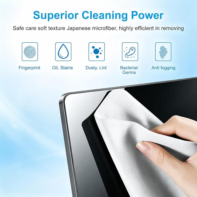 2 Pack Microfiber Liner Cleaning Cloth 15" 16" MacBook Air/MacBook Pro Screen Keyboard Imprint Protection, Keyboard Protector Compatible with MacBook Air 15.3"/MacBook Pro 15"/MacBook Pro 16"-(Bk+Gy) - Image 3