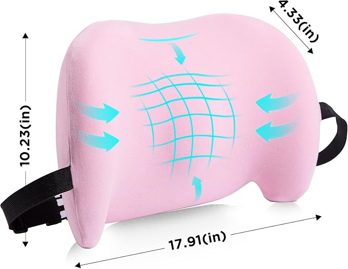 Lumbar Support Pillow for Office Chair, Memory Foam Car Back Cushion | Lumbar Pillow Lower Back with Adjustable Straps, Ergonomic Chair Back Pillow for Office, Car, Gaming Chairs and Bed - Image 6