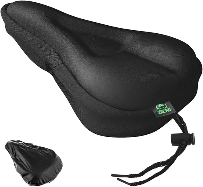 Zacro Bike Seat Cushion - Gel Padded Bike Seat Cover for Men Women Comfort, Extra Soft Exercise Bicycle Seat Compatible with Peloton, Outdoor & Indoor Bike Saddles by ZACRO