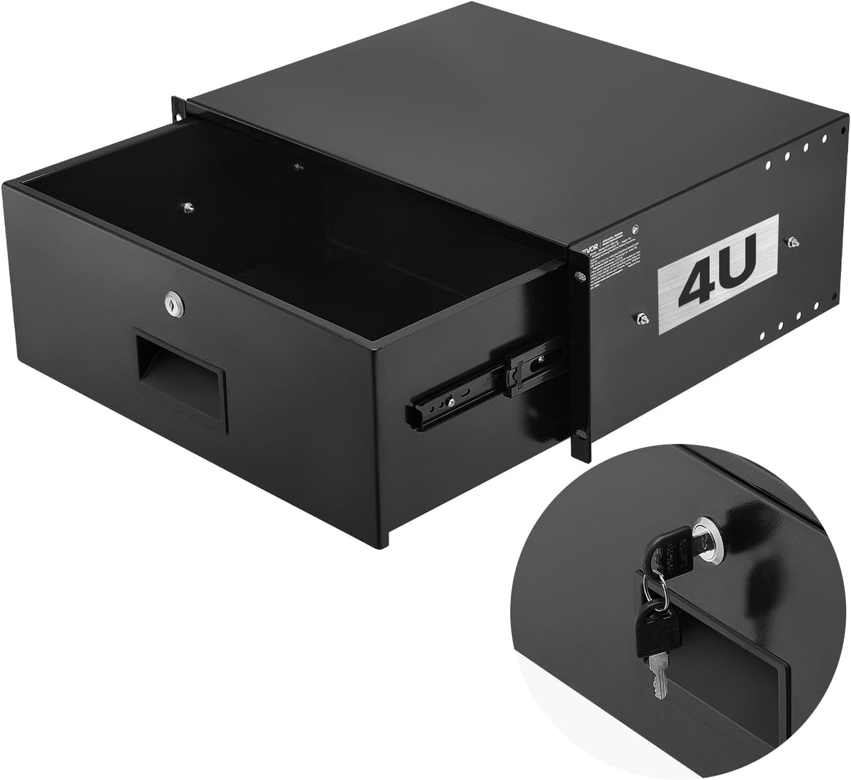 VEVOR 4U Rack Mount Drawer, Lockable Server Cabinet Case, 13.8'' Depth by VEVOR