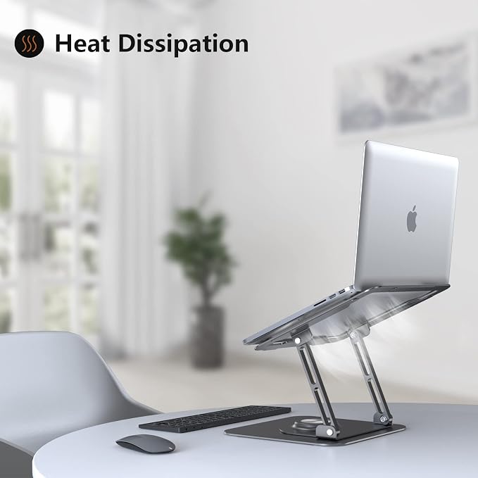Laptop Stand for desk(360°Rotating),Aluminum laptop Riser for 10-16"Laptops | Adjustable Multi-Angle Ergonomic Computer Stand, Foldable Portable for Home Office, Fits MacBook Air Pro Dell HP Laptops - Image 8