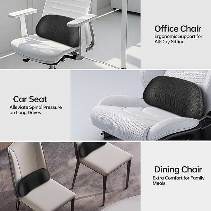 Aerovia Oegive 1P Car Lumbar Support with Ergonomic Structure, Suitable for Office Chairs, Gaming Chairs and Car Seats, Memory Foam Material with Breathable Mesh Fabric, Long-Lasting Lumbar Support - Image 7
