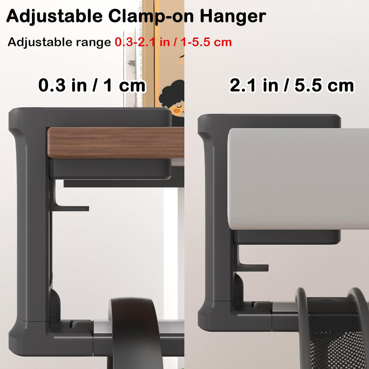 Headphone Hook - Adjustable Clamp-on Headphone Holder (Black_2 Pack) - Image 6