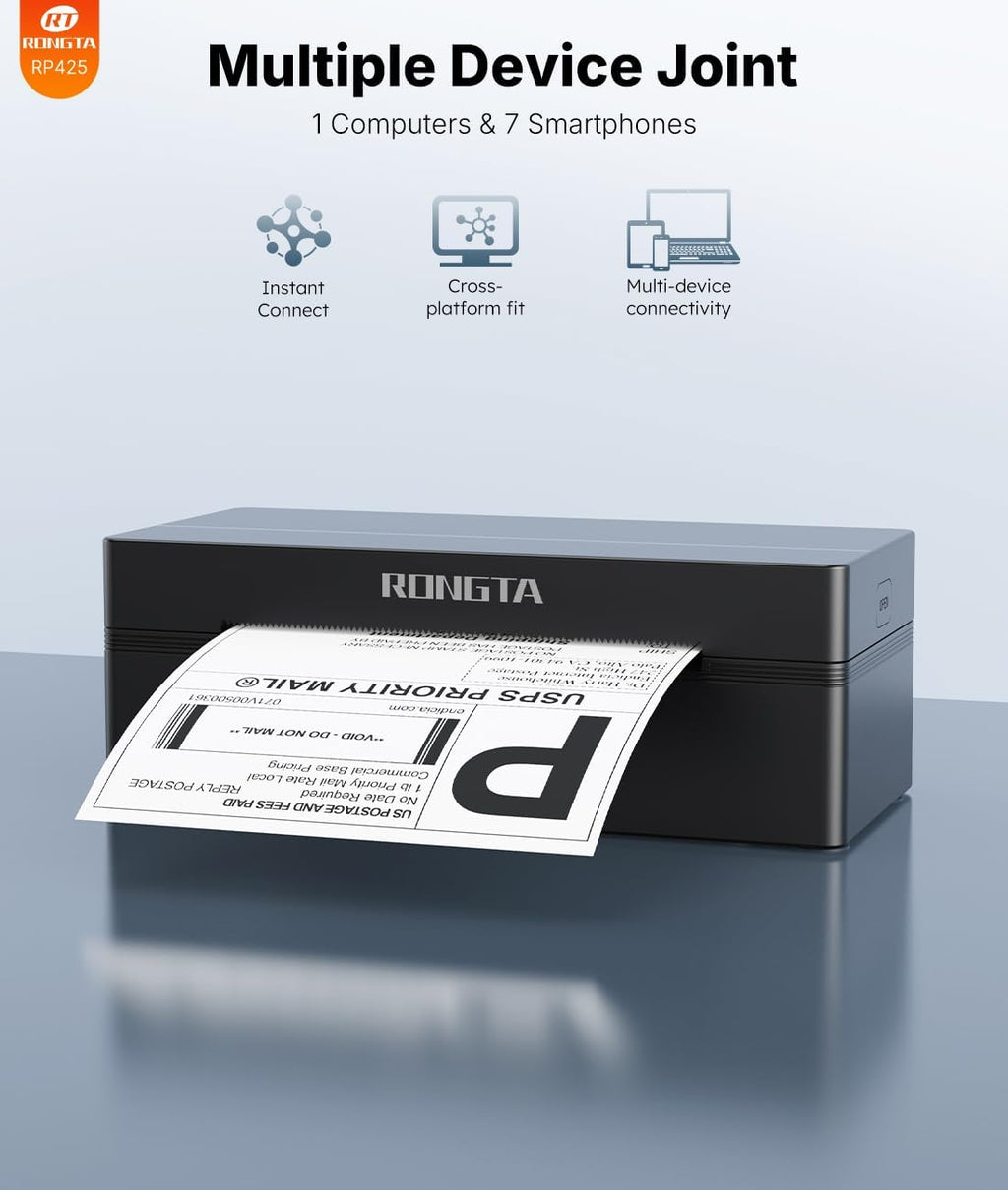 Rongta Shipping Thermal Label Printer, Bluetooth 4x6 Sticker Label Maker Wireless Shipping Label Printer for Package Small Business Compatible with Windows macOS Android iOS (Black) - Image 5