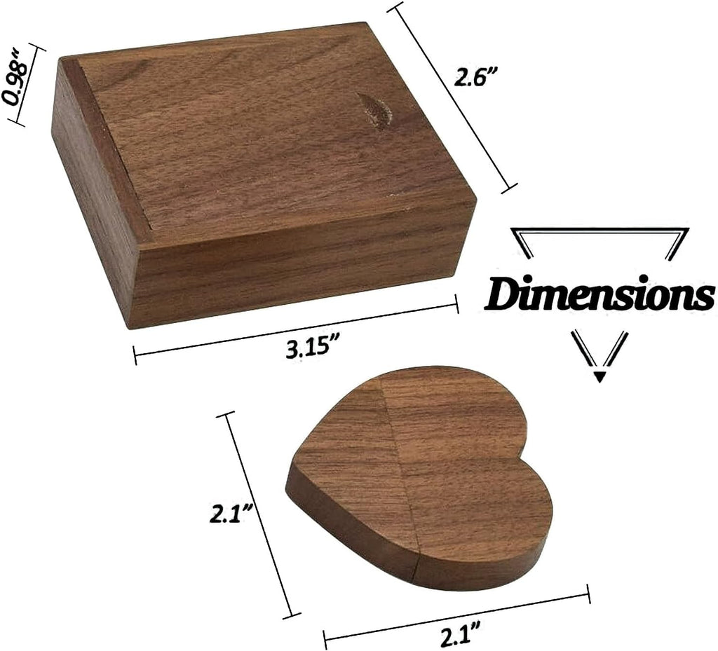Heart Shaped Wood USB Flash Drive 64GB USB3.0 with Gift Box, FEWINA Wooden USB Drive 64GB 3.0 Super-Speed JumpDrive Wooden Box Ideal Gift for Birthday/Anniversary/Wedding (Walnut) - Image 7
