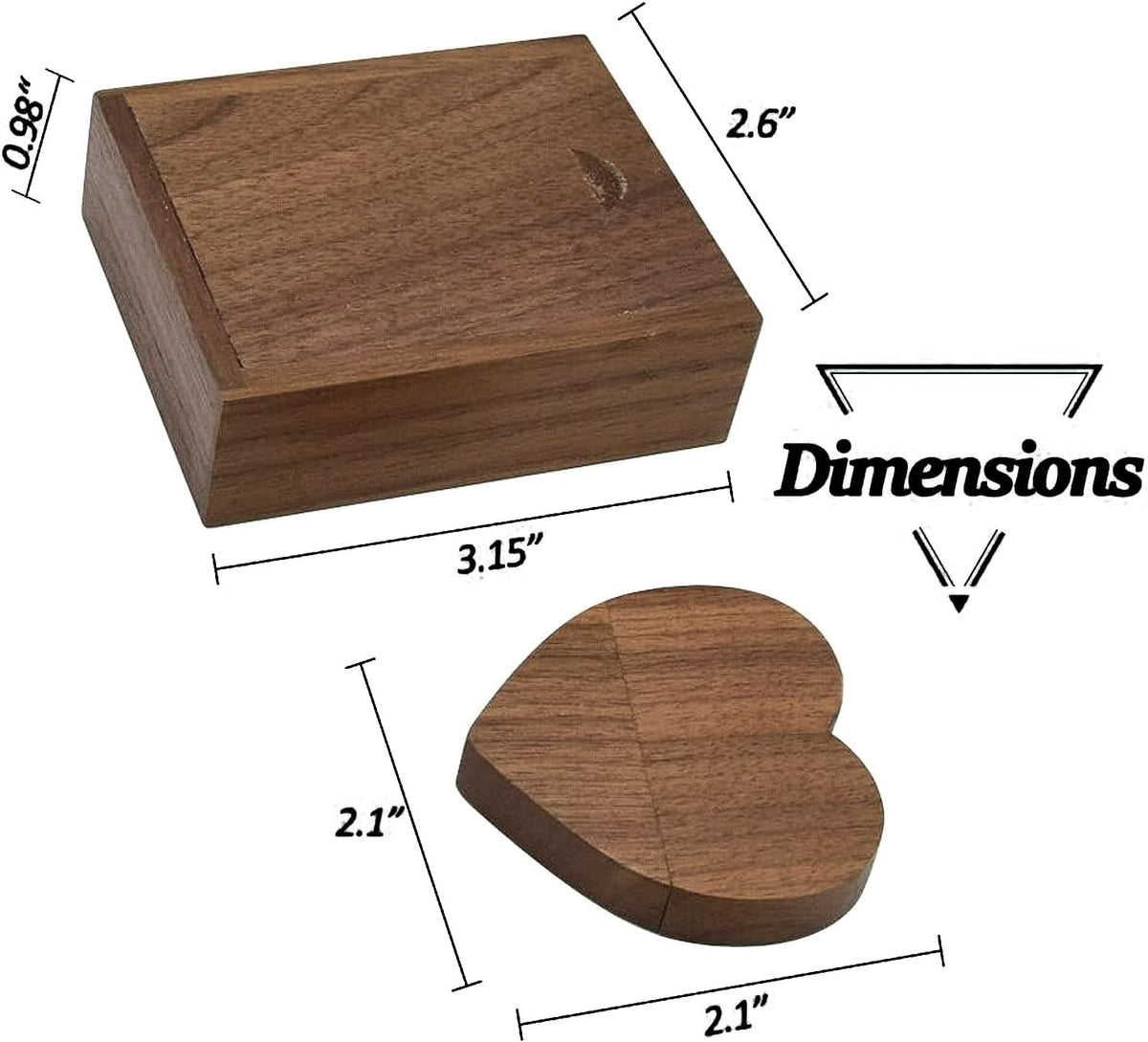 Heart Shaped Wood USB Flash Drive 64GB USB3.0 with Gift Box, FEWINA Wooden USB Drive 64GB 3.0 Super-Speed JumpDrive Wooden Box Ideal Gift for Birthday/Anniversary/Wedding (Walnut) - Image 7