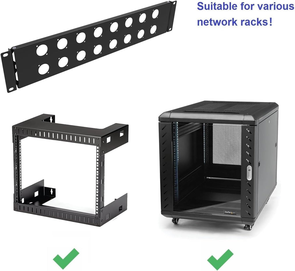 2U Hinged Rack Component Panel with 16 D-Series Punch-Out Holes for 19 inches AV, Sound, Computer Equipment Racks (2U16DBP) (Pack of 2) - Image 3