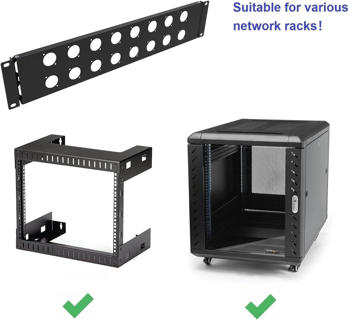 2U Hinged Rack Component Panel with 16 D-Series Punch-Out Holes for 19 inches AV, Sound, Computer Equipment Racks (2U16DBP) (Pack of 2) - Image 3