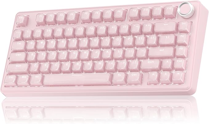 SOLAKAKA A75 Wireless Gaming Keyboard with Multifunction Knob, BT5.0/2.4GHz/USB-C, 75% Mechanical Keyboard, Hot-Swappable, Gasket Creamy Keyboard with RGB Backlit, Crystal Keycaps, for PC/Mac/PC by SOLAKAKA