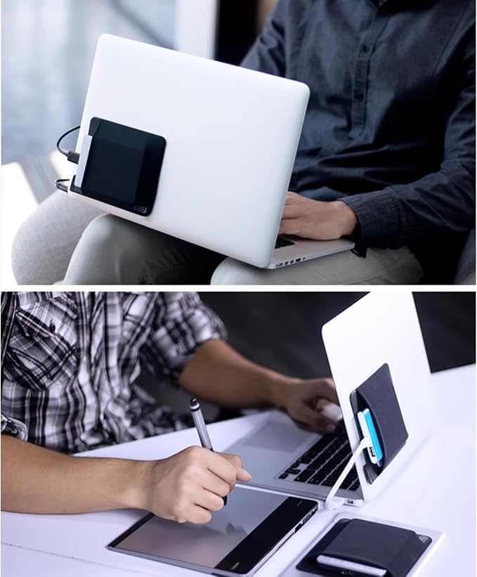 Stick-On Laptop Mouse Pouch – Elastic Stretch Digital Organizer with Reusable Adhesive for Mouse/Cables/Drives, Travel Office Essential - Image 4