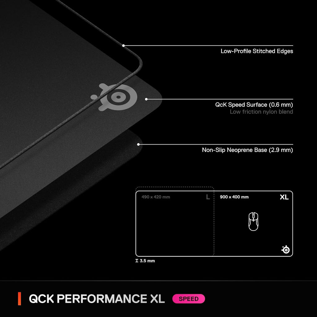 SteelSeries QcK XL Performance Speed Gaming Mousepad - Black - Image 7