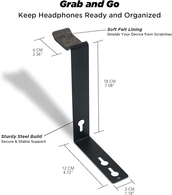 Moodular Headphone Stand Add-On for Slide Rails, Do Not Use Alone | Accessory Only, Dedicated Headphone Spot, Ergonomic & Accessible, Strong & Durable, Sleek & Minimalist, Black, MSA-HS - Image 4