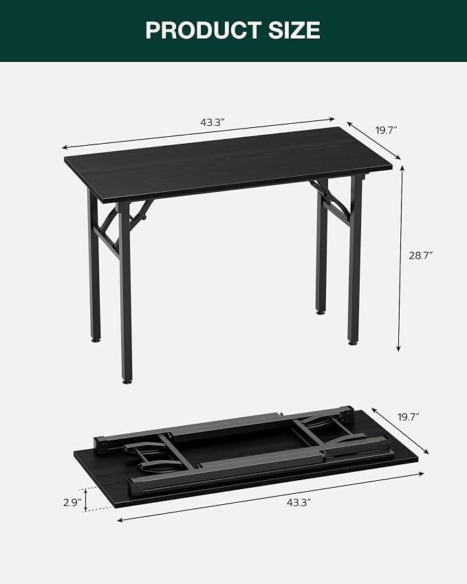 Small Folding Computer Desk – Portable 43.3 Inch Foldable Laptop Table, Collapsible and Compact for Easy Storage and Fast Setup, Lightweight for Small Spaces, Craft and Study Use, Dark Oak - Image 2