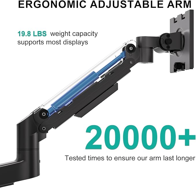 WALI Vertical Dual Monitor Wall Mount for 13-49 inch Screens, 44lbs per Arm | Heavy Duty Stacked Ultrawide Monitor Arm for Wall, Full Motion with Tilt, Swivel, Rotation, VESA 75/100mm (GSWM002-P), Black - Image 5