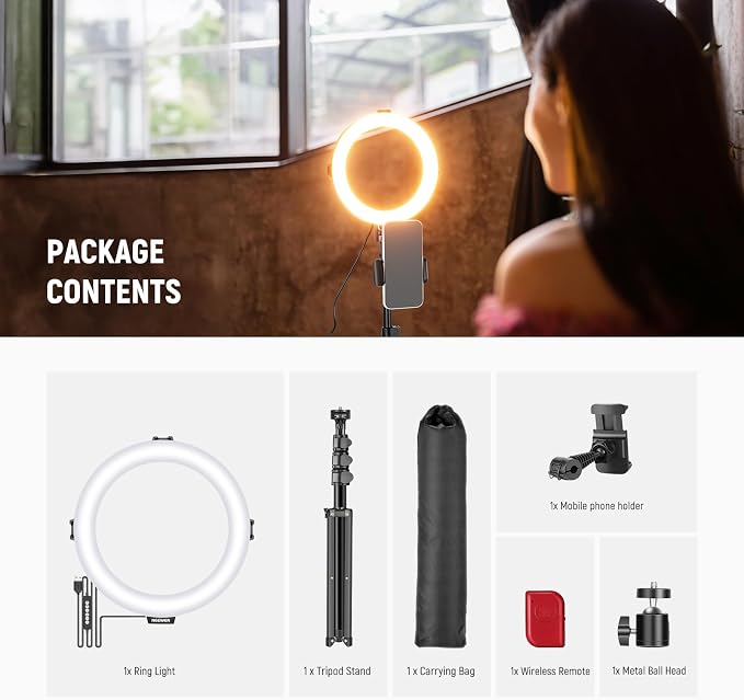 NEEWER Basics 8" RGB LED Ring Light with Tripod Stand, 7 Modes/3200-6500K/10 Dimming Levels, Phone Holder Selfie Ringlight Lighting for iPhone TikTok Vlog Makeup Video Recording Streaming, R08 - Image 7
