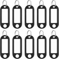 Uniclife 10 Pieces Key Tags 2 Inch Soft Plastic Key Chain Tags with Blank Paper Labels Clear Windows Protective Films and Split Rings Flexible Item Identifiers, Black by Uniclife