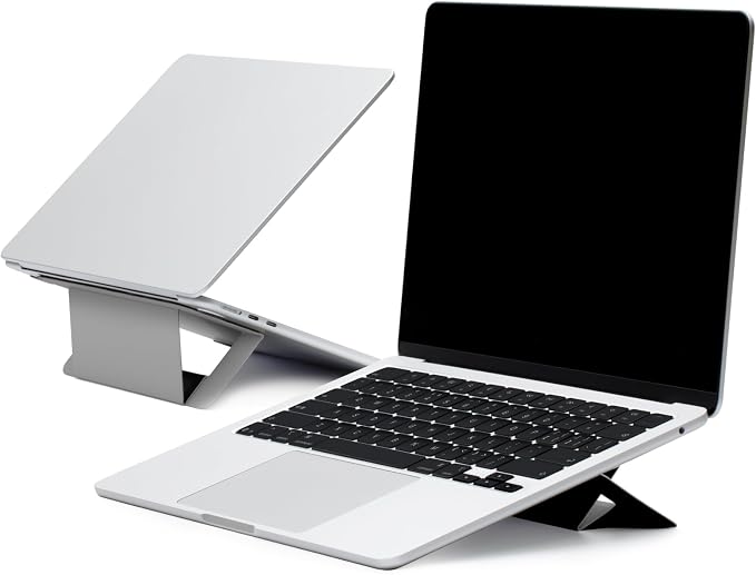 MOFT Laptop Stand for Desk, Adhesive Airflow Laptop Cooling Stand for Heat Dissipation with 2 Adjustable Viewing Angles, Foldable & Portable Computer Stand Compatible with Laptops 11"-16", Cool Grey by MOFT